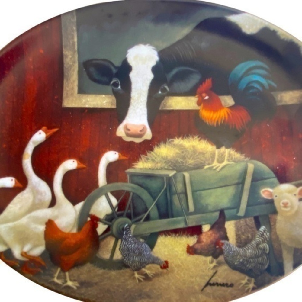 LOWELL HERRERO "BARNYARD GATHERING" PLATE